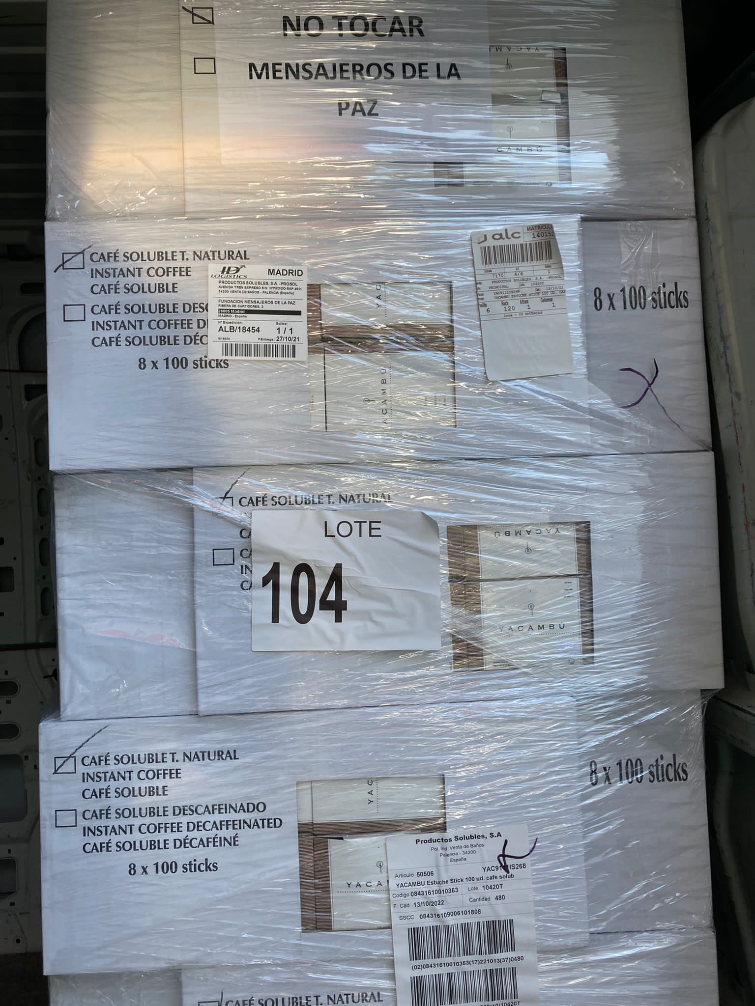 La donación recibida por parte de PROSOL, en café, ha superado los 10.000 euros