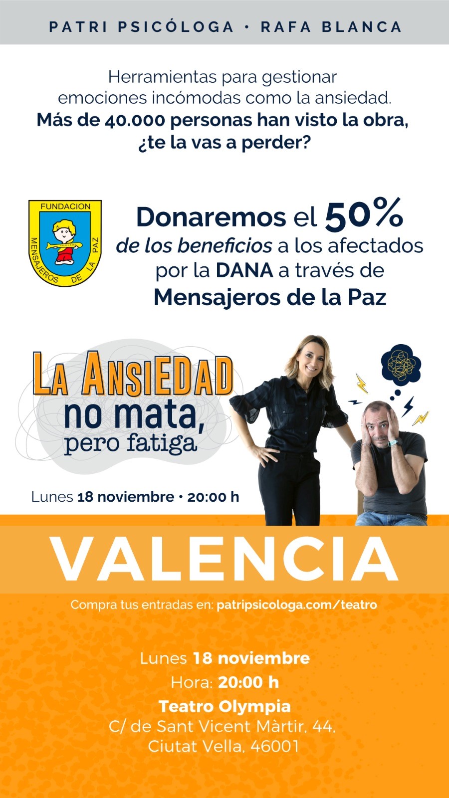 Teatro en Valencia en favor de los damnificados por la DANA en España