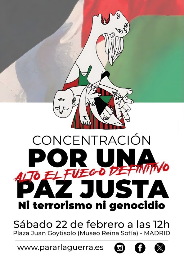 Jornada estatal por la paz en Palestina el 22 de febrero, concentraciones en más de 60 localidades