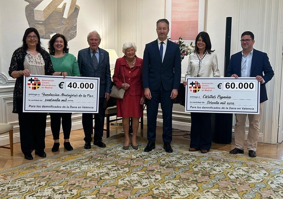 Entrega del donativo del Centro Escandinavo en Madrid en la Embajada de Suecia en Madrid a favor de los damnificados por la DANA en Valencia