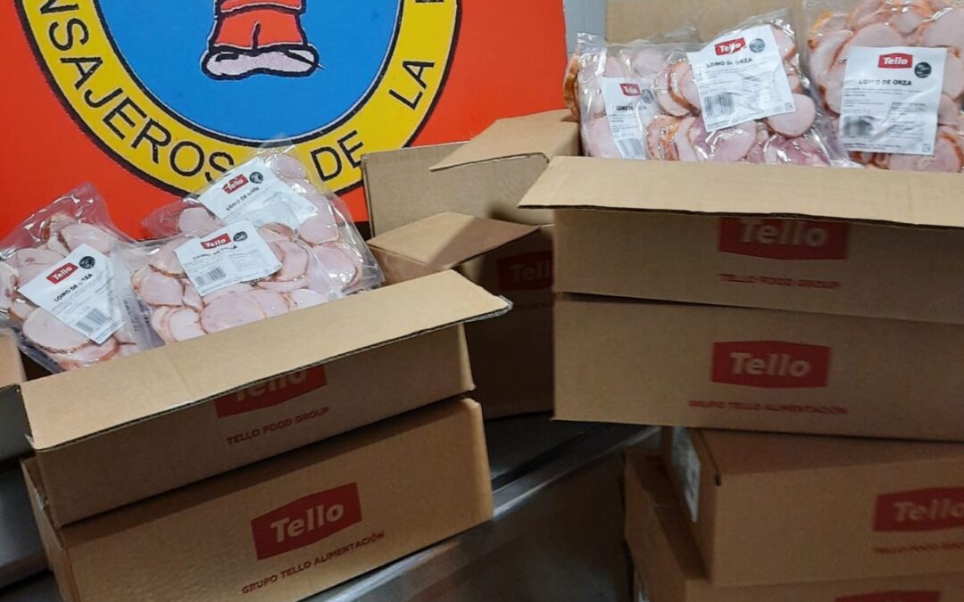 Agradecimiento a TELLO por la donación  de lomo de orza para el Banco Solidario Mensajeros de la Paz en Toledo