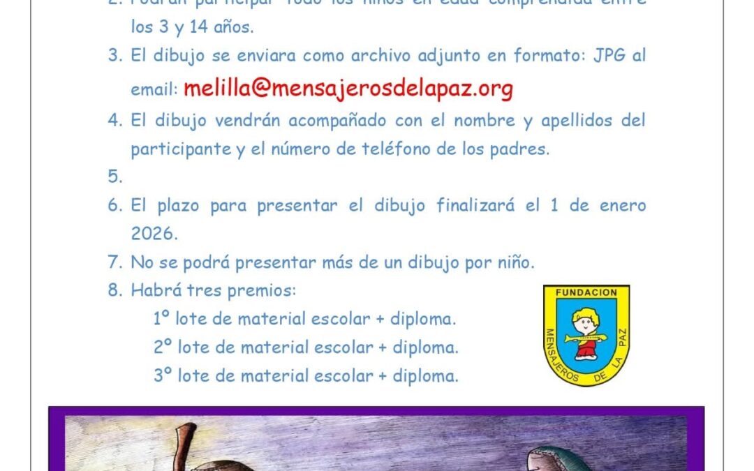 Concurso de Dibujo Infantil 2025 en Mensajeros de la Paz Melilla