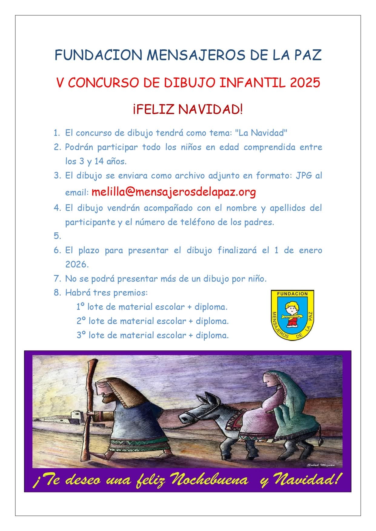 Concurso de Dibujo Infantil 2025 en Mensajeros de la Paz Melilla