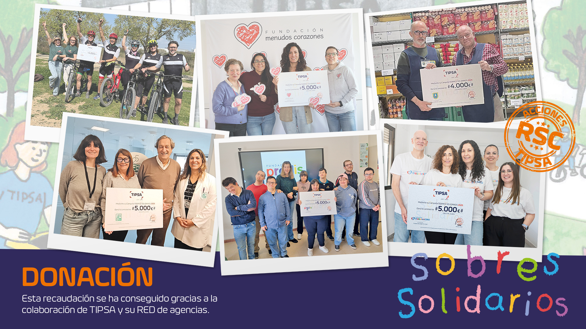 Campaña Sobres Solidarios de TIPSA, a favor de varias entidades sociales, paras proyectos de inclusión, salud e infancia vulnerable