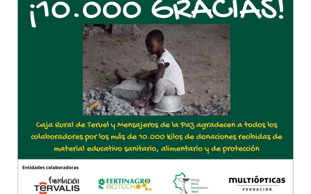 Agradecimiento a la iniciativa solidaria de Caja rural con Mensajeros de la Paz por la recogida de más de 10 toneladas de ayuda humanitaria