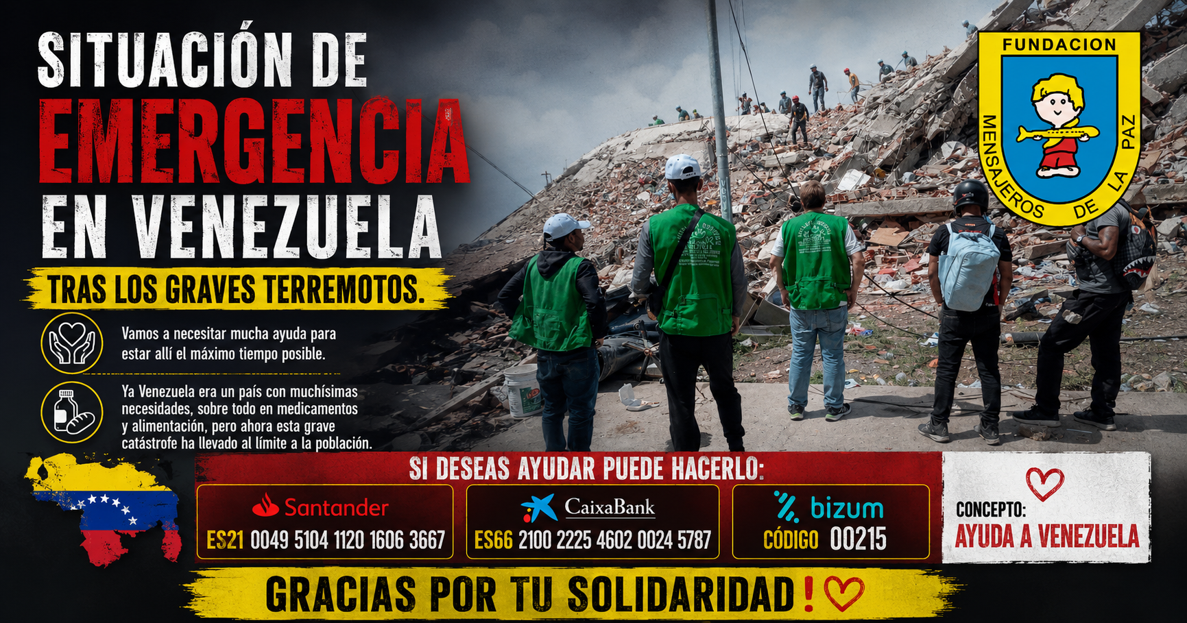 SITUACIÓN DE EMERGENCIA EN VENEZUELA TRAS LOS GRAVES TERREMOTOS