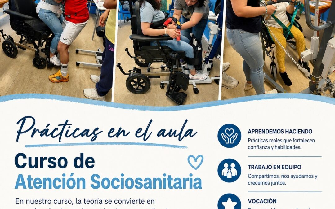 Prácticas en el aula del Curso de Atención Sociosanitaria de Mensajeros de la Paz